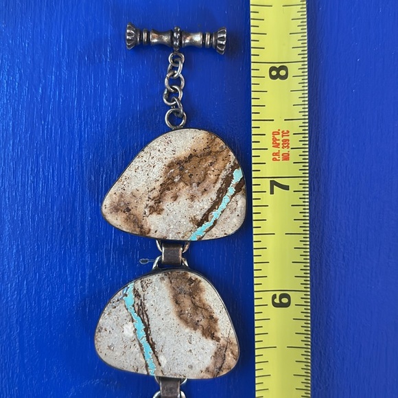 Vintage Navajo Royston Boulder Ribbon Turquoise Sterling Silver by Mike Smith - Picture 5 of 16